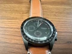 Fossil Sport 54 Black 1/10 Sec Chronograph 42mm Watch Leather CH3050 New Battery