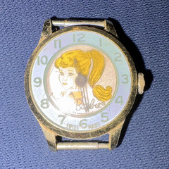 1963 Barbie Swiss Made Manual Wind Mechanical Vintage Gold Tone 25mm Cartoon