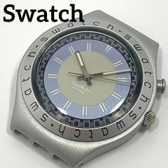 Swatch Quartz Watch Light Blue Gray Dial Silver Case Used Cheap