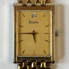 Bulova Watch Untested Gold Mesh Band Single Diamond on Face VTG Japan Stainless