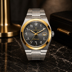 VORENZZO Automatic NH35 Gold Bezel Grey Arabic Dial Sapphire 40mm Watch