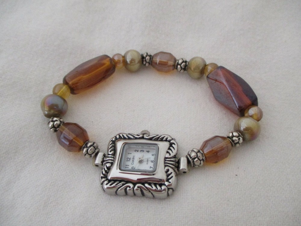 Cardini Beaded Bracelet Watch, Western Style Pressed Metal Case