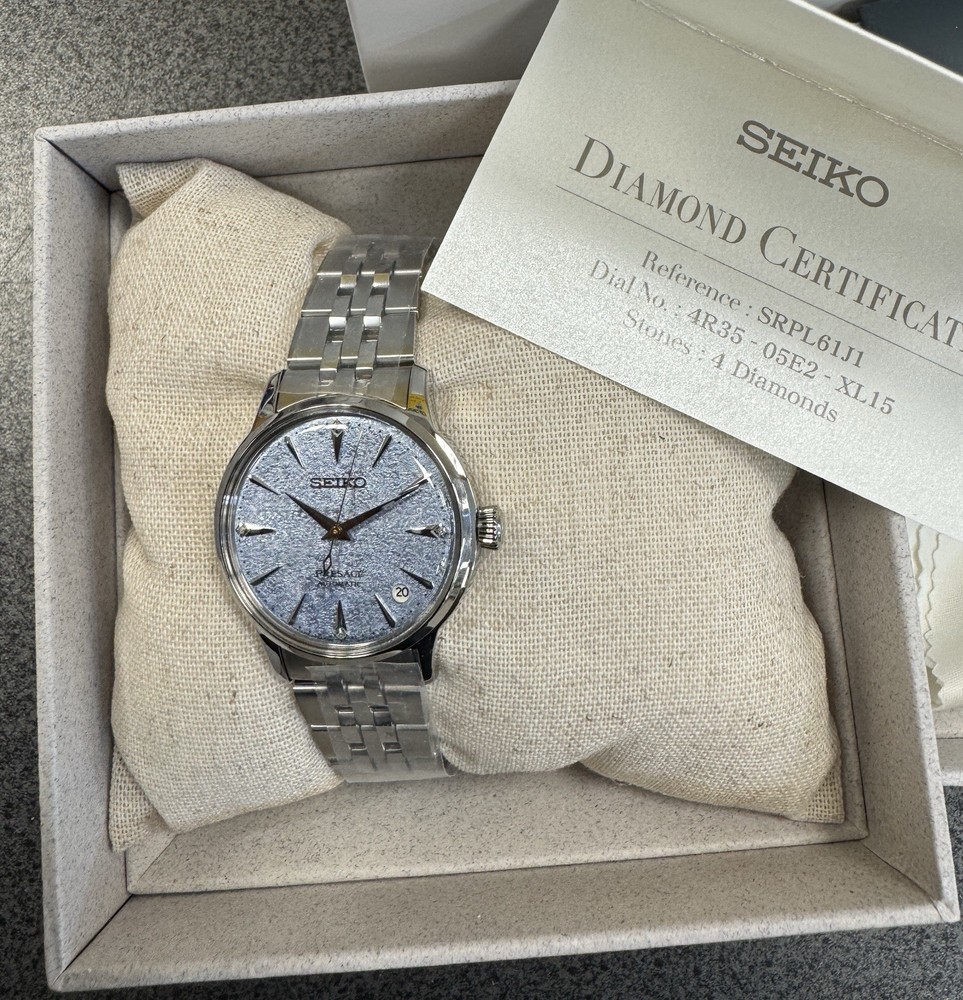 Seiko Presage Cocktail Time Automatic Blue Dial Diamonds Women’s Watch SRPL61