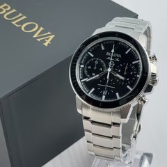 Bulova Marine Star Series C 96B272 Black Dial Stainless Quartz Men’s Watch 45mm
