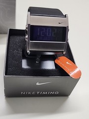 Nike Oregon Series Mens Stainless Black Leather Steel Digital Chrono Watch
