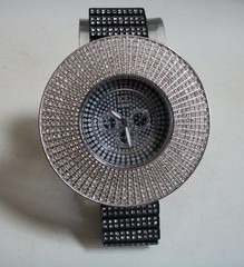 Men’s stones hematite & Silver finish fashion dressy party wear watch