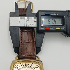VTG Quartz Wristwatch Rectangle Gold Tone Large Numbers Seconds Hand Works FLAWS