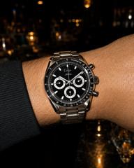 Custom Élan Noir Chronograph Watch Black & White Sapphire Crystal Steel 40mm