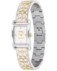 COACH ALLIE 14503381 SILVER WHITE LOGO DIAL TWO TONE BANGLE WOMEN’S WATCH