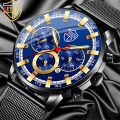 Men’s Ultra Thin Quartz Watch with Alloy Mesh Band and Date Function