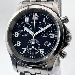 Hamilton Chronograph Ref 3832 Quartz Black Dial Date Stainless Bracelet 41.9mm