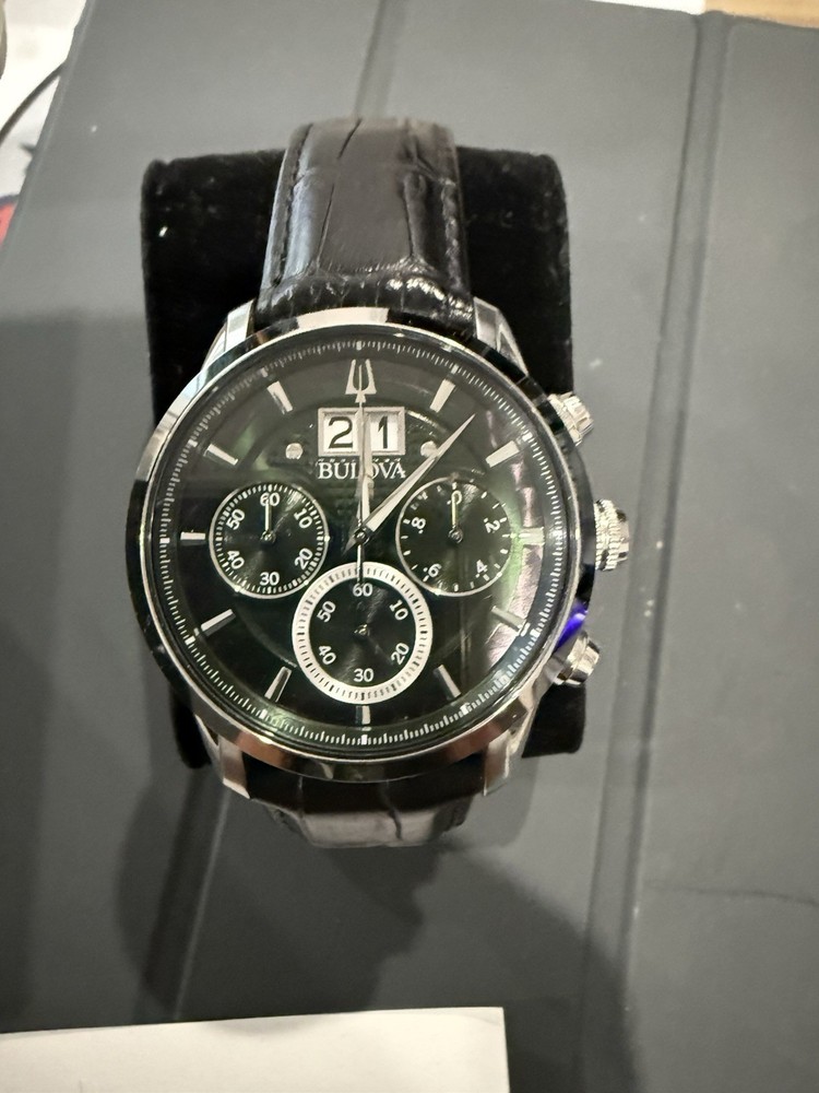 Bulova Sutton 44mm Stainless Steel Case, Deep Forest Green/Black dial