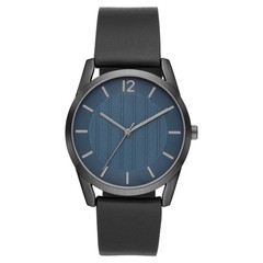 Men’s Watch Gunmetal Case Blue Dial Black Vegan Leather Strap FMDOGE035
