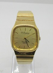 VINTAGE DUFONTE LUCIEN PICCARD GOLD TONE QUARTZ 30MM WRIST WATCH