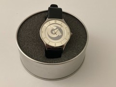 Sweda Men’s Quartz Analog Watch – Black Leather Band, Silver Case, with Gift Box