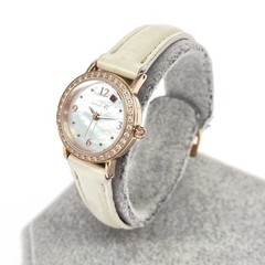 [A1R] Canal 4 Rose Gold Plated White Leather Band Quartz Ladies Watch [j9r]