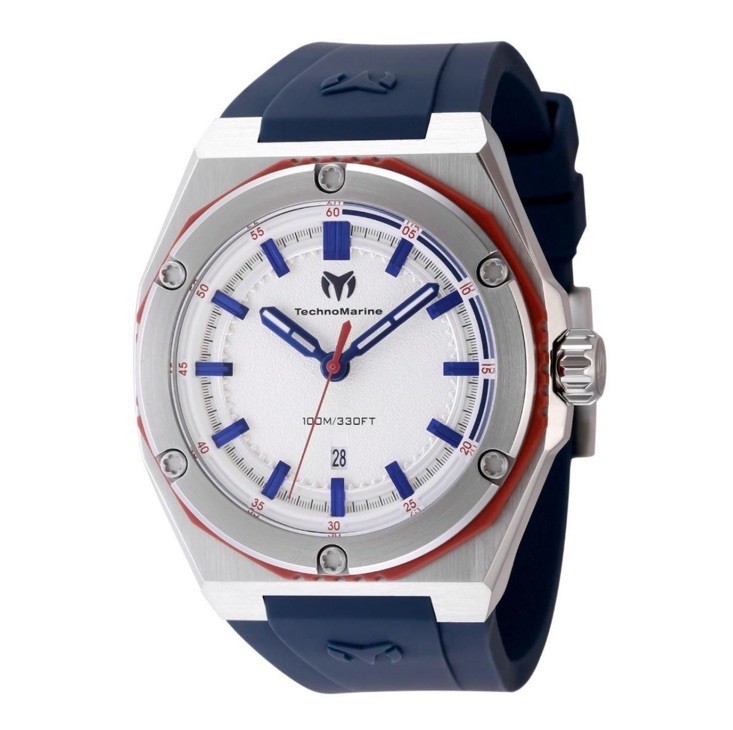 NEW! TechnoMarine Coral Legacy Men’s Watch 45mm, Red White Blue 416091 $399 MSRP