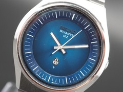 Vintage 1975 SEIKO 0920-8010 Blue Dial Round Quartz Men Watch From JAPAN