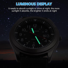 Mens Watch, Analogue Quartz Watch, Military Watch Glow in the Dark Watches for D