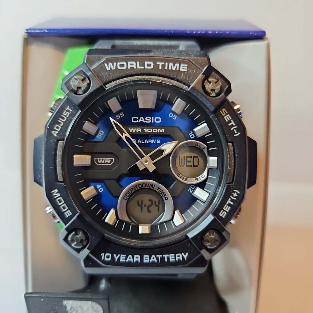 Casio AEQ120W-2AVKC Men’s Sport Analog & Digital Midnight Blue Watch 100M WR