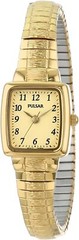 Pulsar PPH520 Women’s Quartz Gold Tone Stretch Expansion Bracelet Square Watch