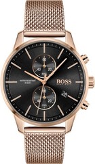 Hugo Boss Associate 1513806 Men’s Black Dial Rose Gold Watch New