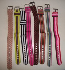 WOMEN’S COLORED STRIPE OR POLKA DOT 8 PIECES FABRIC BAND FOR WATCH OR OTHER USE