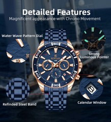 REWARD Men’s Multifunction Chronograph Calendar Luminous Waterproof Quartz Watch
