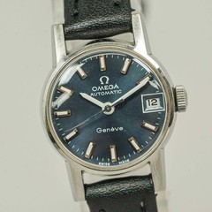 Vintage 1971 **NEAR MINT** OMEGA Geneve Cal.681 Automatic Navy Date 20mm Women’s