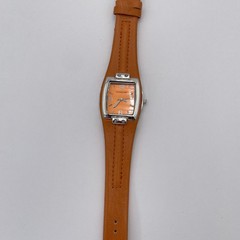 Charles Luke Tonneau Watch Orange Dial Japan Movt Stainless Back No.1029 Strap