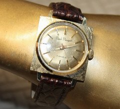 Vintage PAUL PEUGEOT Gold Tone Satin S/Steel Case & Back ST92 Hand Wind Unisex