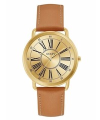 Guess Easy Reader Brown Genuine Leather Gold Tone Dial Women’s Watch U1068L4