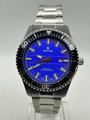 Japan Croton Aquamatic CA301289 WR 10ATM-330FT Blue Dial Black Bezel Watch, 44mm