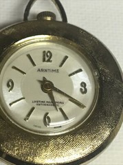 Vintage Arntime Lifetime MainSpring Gold Tone Antimagnetic Pocket Watch Running