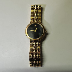 Movado Museum Men’s Swiss Made Quartz Gold Tone Bracelet Black Dial Watch