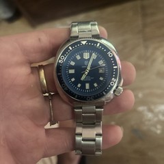 44MM QINGXIYA Tuna Quartz Mens Watch Stainless Steel 30M Waterproof Luminous NEW