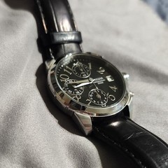 Pulsar Chronograph Men’s Quartz 50m Date Black Dial Leather Strap 41mm