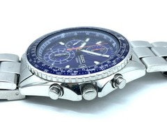 SEIKO Flight master Men’s Chronograph Watch Blue Dial Band size 7.5in 7T92-0CF0