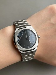 Retro Square Gradient Dial Watch, Artistic Fade Color for Men