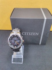 CITIZEN Attesa Eco-Drive Watch Solar Men Black Dial Round AT8185-62E Used Japan