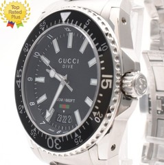*TOP MINT w/ Box* Gucci YA136301 Dive Black Dial Stainless Steel Men’s Watch