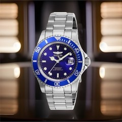 Invicta Pro Diver 40 MM Watch Blue Dial, Stainless Steel, Uni-Directional Bezel