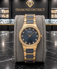 BERING Ceramic Women’s Black Dial Diamond Markers Gold/Black