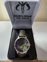 The Mandalorian Grogu Dial Quartz Analog Watch Green Leather Strap