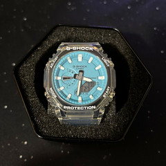 Casio G-SHOCK Analog-Digital Blue Dial Clear Resin 200m Alarm Date Light Box