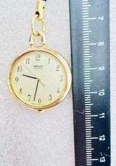 Excellent condition SEIKO pocket watch, gold, quartz, 2.5cm, retro style, batter