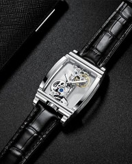 Mens Skeleton Mechanical Waterproof Luxury Watch Leather Hollow Great Gift Idea