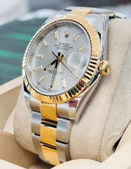 Rolex Datejust 126333 Silver Stick Dial 18k Yellow Gold Steel Oyster Band Watch