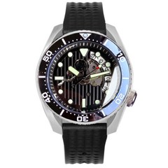 20ATM Tandorio 42.5mm Black Skeleton Dial Japan NH35A Automatic Mens Watch