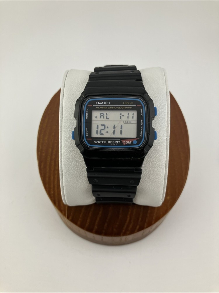 Vtg Casio Men 33mm Digital Watch Black Alarm Chronograph WR w-488 – RUNS
